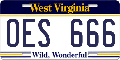 WV license plate OES666