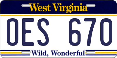WV license plate OES670