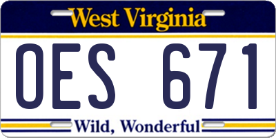 WV license plate OES671