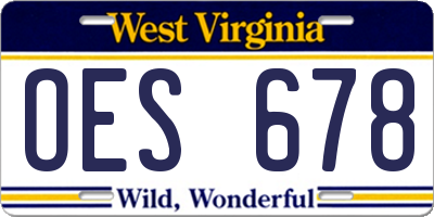 WV license plate OES678