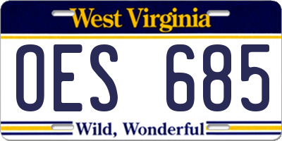WV license plate OES685