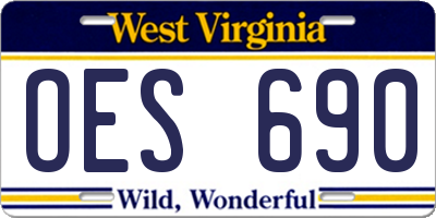 WV license plate OES690