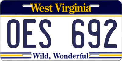 WV license plate OES692