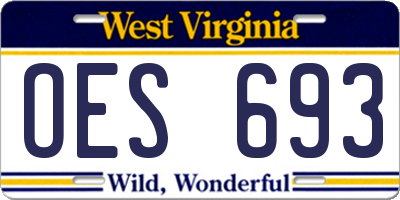 WV license plate OES693