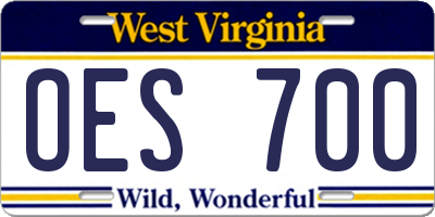 WV license plate OES700
