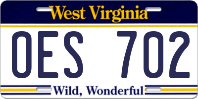 WV license plate OES702
