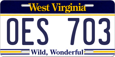 WV license plate OES703
