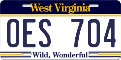 WV license plate OES704