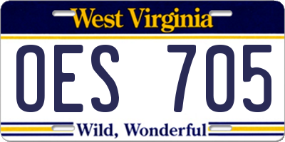 WV license plate OES705