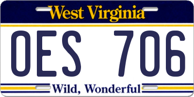 WV license plate OES706