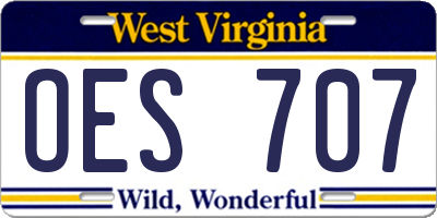 WV license plate OES707