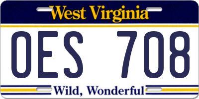 WV license plate OES708