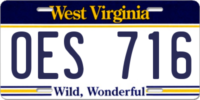 WV license plate OES716