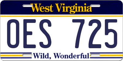 WV license plate OES725