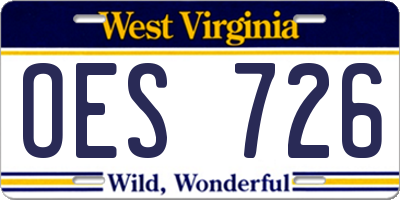 WV license plate OES726