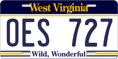 WV license plate OES727