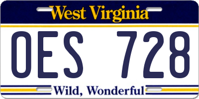 WV license plate OES728