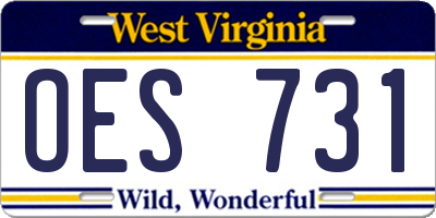 WV license plate OES731