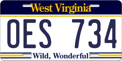 WV license plate OES734