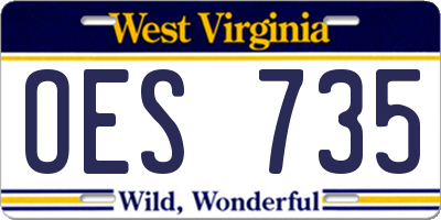 WV license plate OES735