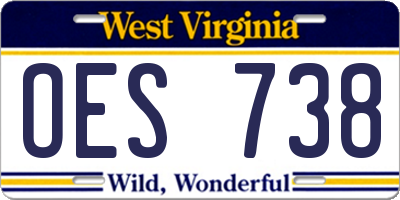 WV license plate OES738