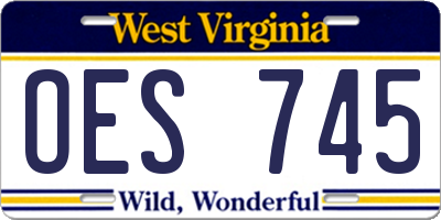 WV license plate OES745