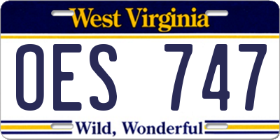 WV license plate OES747