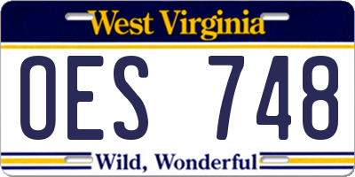 WV license plate OES748