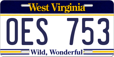 WV license plate OES753