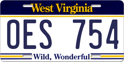 WV license plate OES754