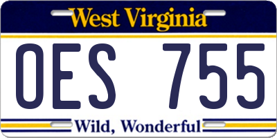 WV license plate OES755