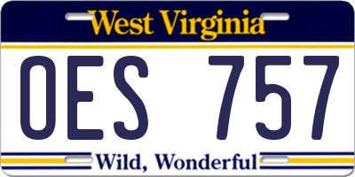 WV license plate OES757