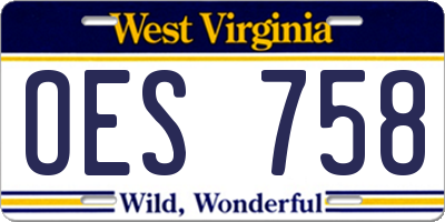 WV license plate OES758