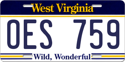 WV license plate OES759