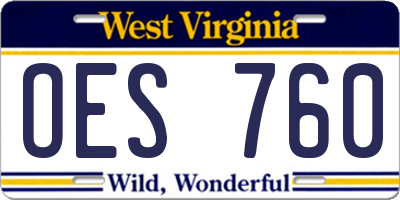 WV license plate OES760