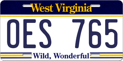 WV license plate OES765