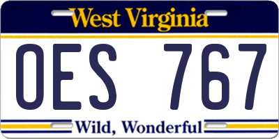 WV license plate OES767