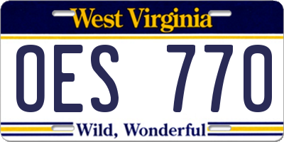 WV license plate OES770