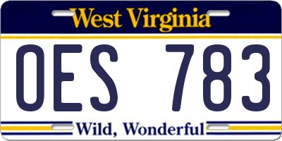 WV license plate OES783