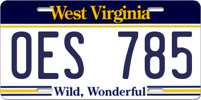 WV license plate OES785