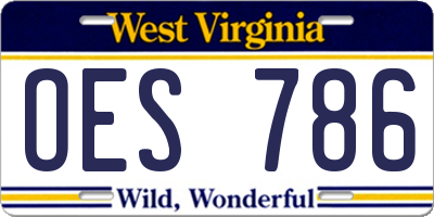 WV license plate OES786