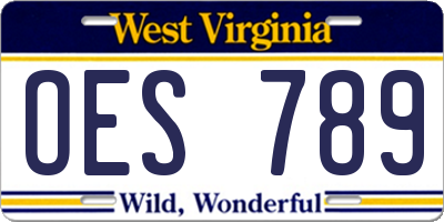 WV license plate OES789