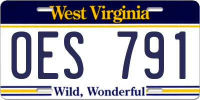 WV license plate OES791