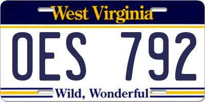 WV license plate OES792