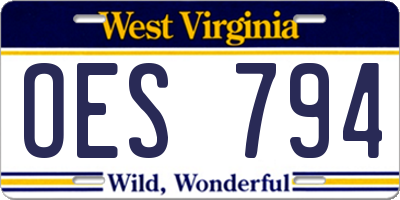 WV license plate OES794