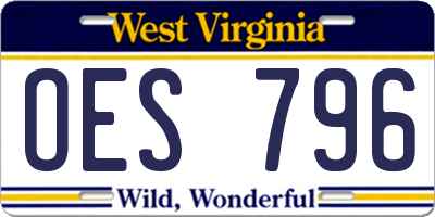 WV license plate OES796