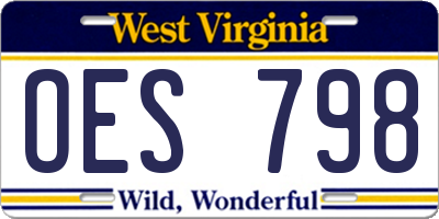 WV license plate OES798