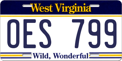WV license plate OES799
