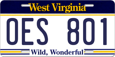 WV license plate OES801