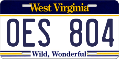 WV license plate OES804